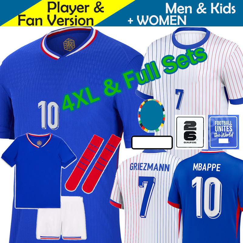 24 25 FAN PLAYER French Soccer Jersey BENZEMA GIROUD MBAPPE GRIEZMANN SALIBA PAVARD KANTE Maillot De Foot Equipe Away Kids KIT JERSEY Football Shirt Home Blue White