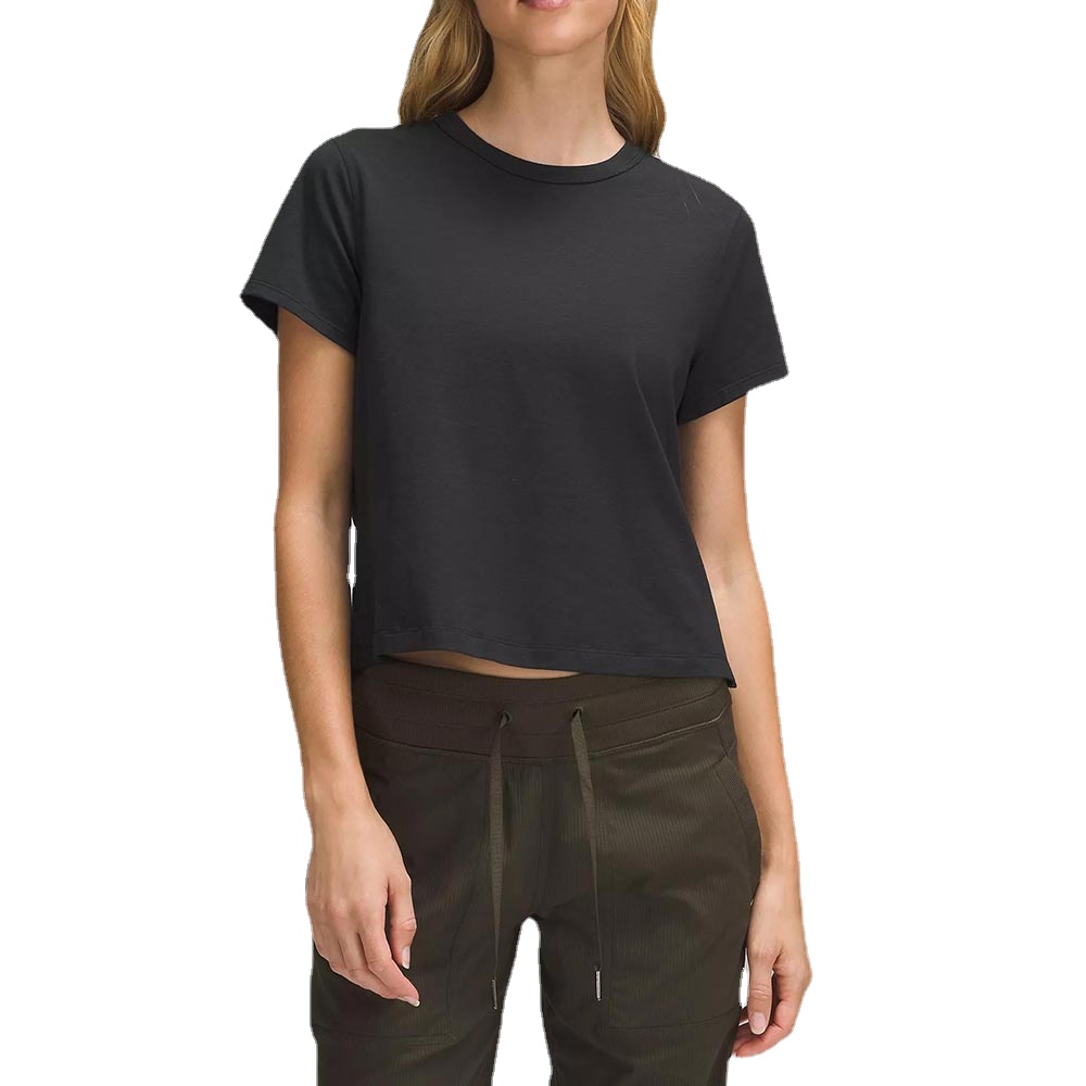 Women Yoga Cotton-Blend Cropped T-Shirts Running Top Quick Drying Short Sleeve Breathable Sports Running and Outdoor Sports and Fitness Clothes