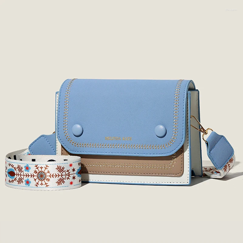 Evening Bags Ladies Messenger Bag Solid Color 2024 Trendy Wide Shoulder Strap Small Square Summer Casual Simple Crossbody