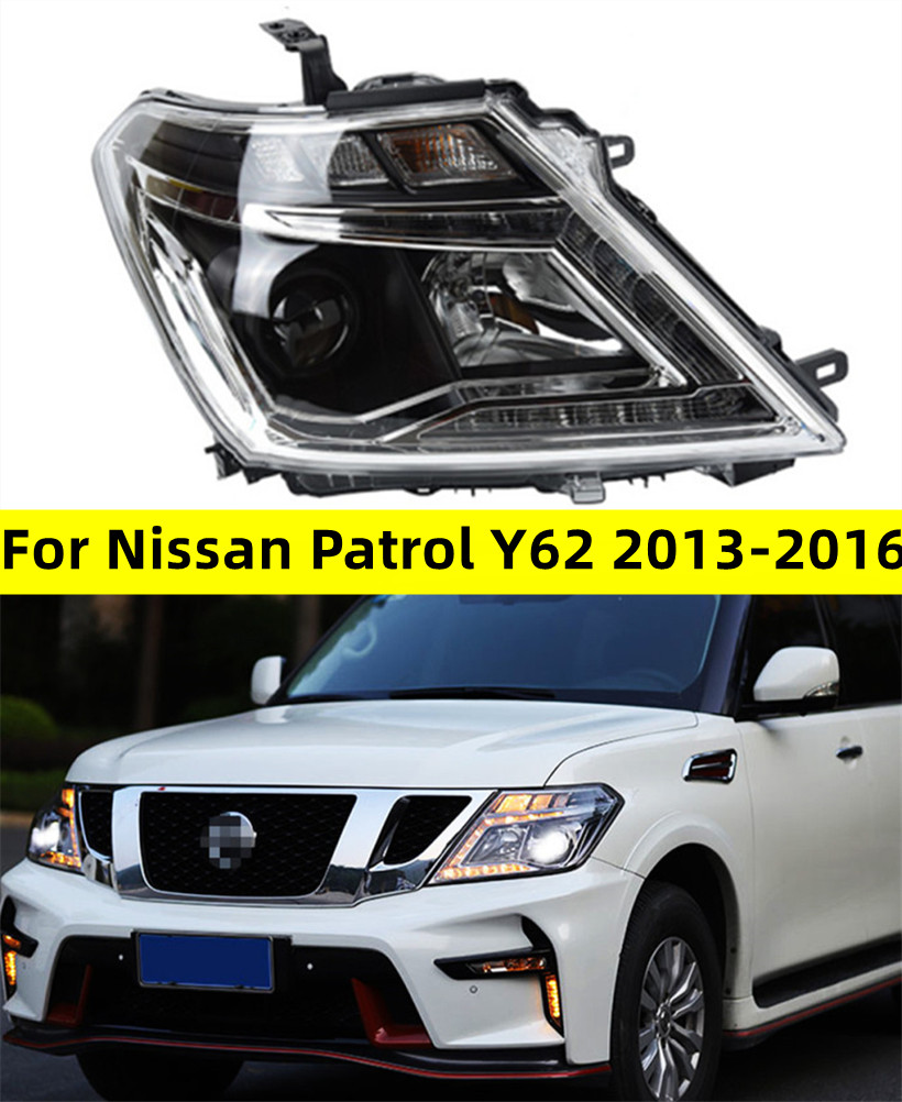 Car Headlights For Nissan Patrol Y62 2013-20 16 LED DRL Front Dynamic Turn Signal Lamp LED Lens Auto Assembly