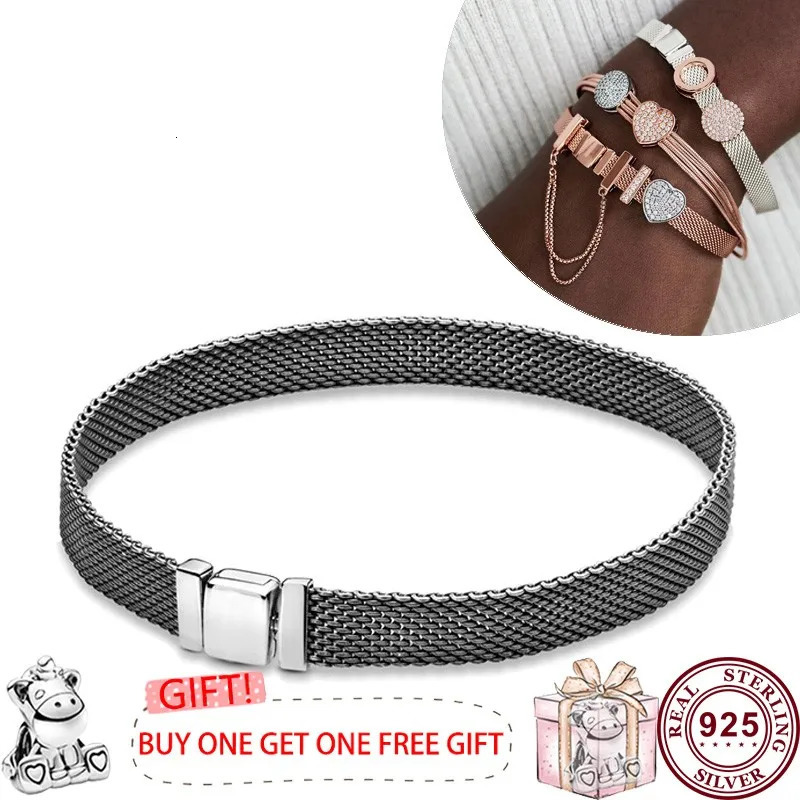 Selling 925 Silver Reflexions Series Woven Mesh Original Womens Multi Loop Watch Bracelet Wedding DIY Charm Jewelry 240323