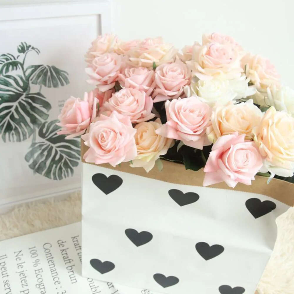 Decor Latex ral 7Pcs/Lot Silk Artificial Real Touch Rose Wedding Bouquet Home Party Design wers
