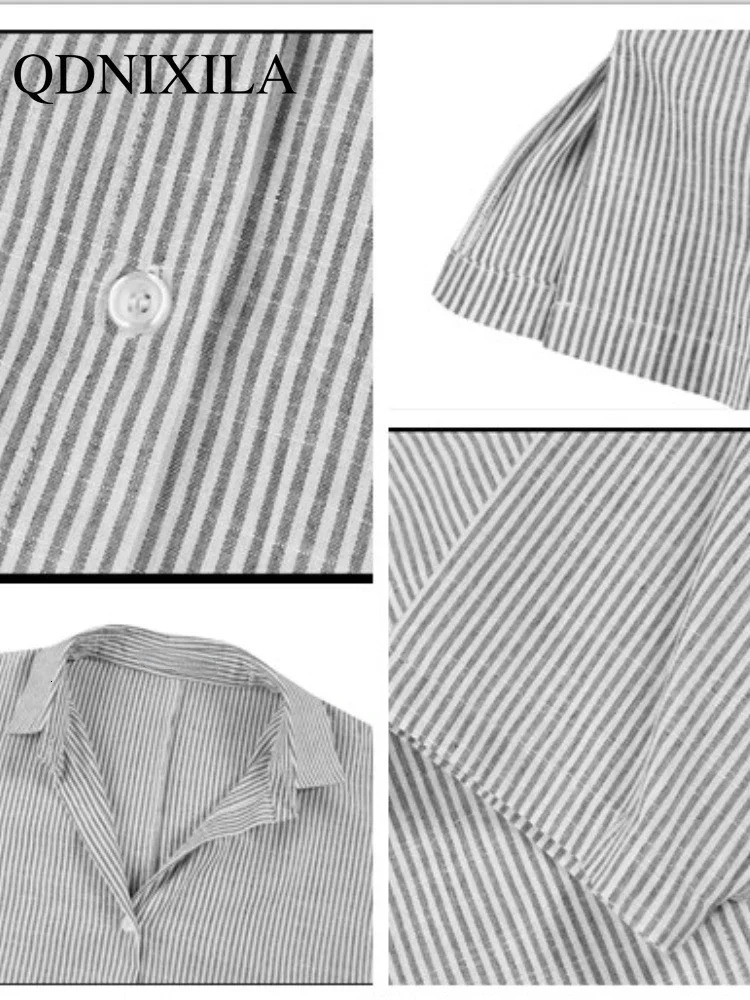 in Elegant Striped Cardigan Loose Oversized Dress Womens Tops Women Shirts Ladies Robe Long Sleeve Blouse Button Up Shirt 240325