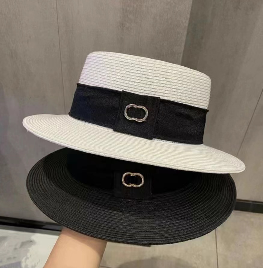Designer Bucket Famous Ladies Men's Brand Hand-woven Letter Wide-brimmed Summer Beach Street Peplum Fisherman Fashion Sun Hat