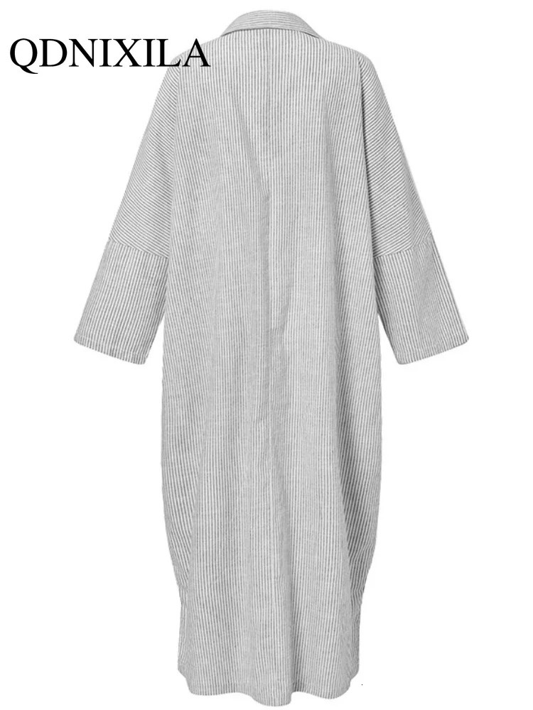 in Elegant Striped Cardigan Loose Oversized Dress Womens Tops Women Shirts Ladies Robe Long Sleeve Blouse Button Up Shirt 240325