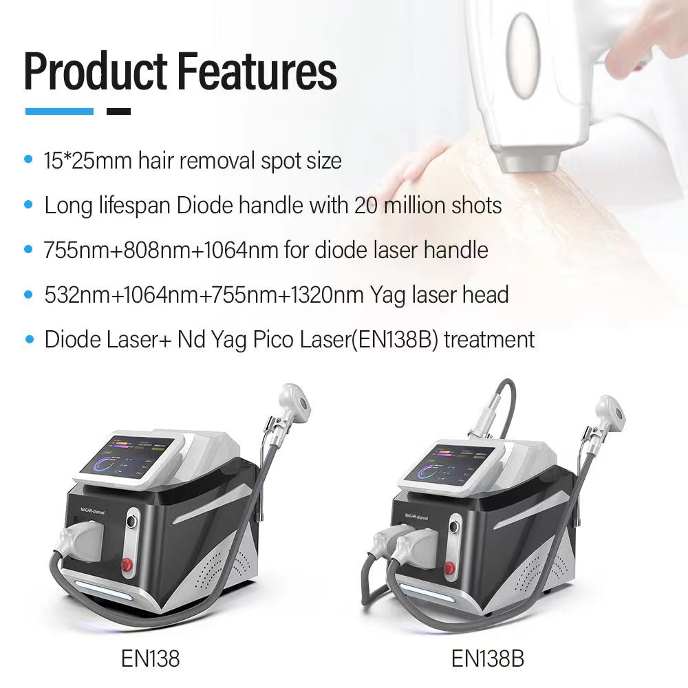 New Arrival 2 in 1 Picosecond Laser Diode 808nm 3 Wavelength Laser Tattoo/Hair Removal Laser Machine