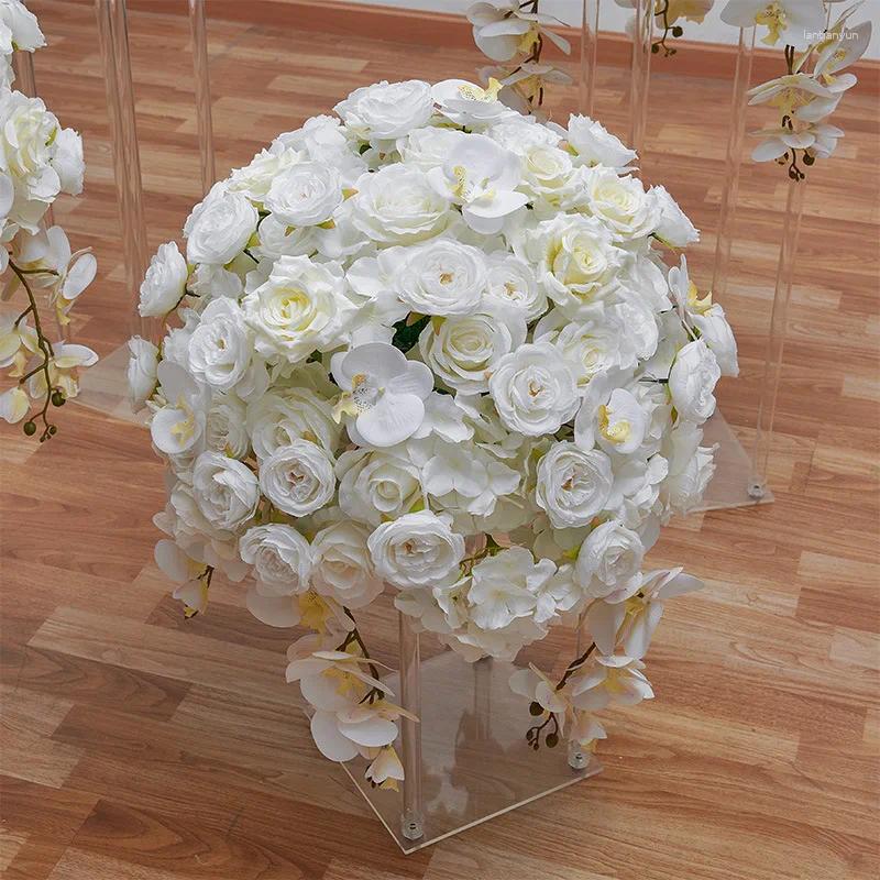 Decorative Flowers 80/70/60/50cm Wedding Table Centerpiece Ball White Rose Orchid Hydrangea Flower Arrangement Party Road Lead Props Window