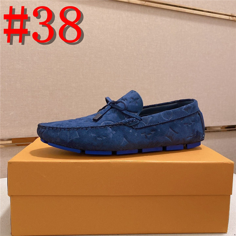 40model Spring Summer Mand’s Designer Locs confortable Chaussures décontractées plates Men Homme Slip-on Salle Soft Cuir Driving Chaussures Mocca