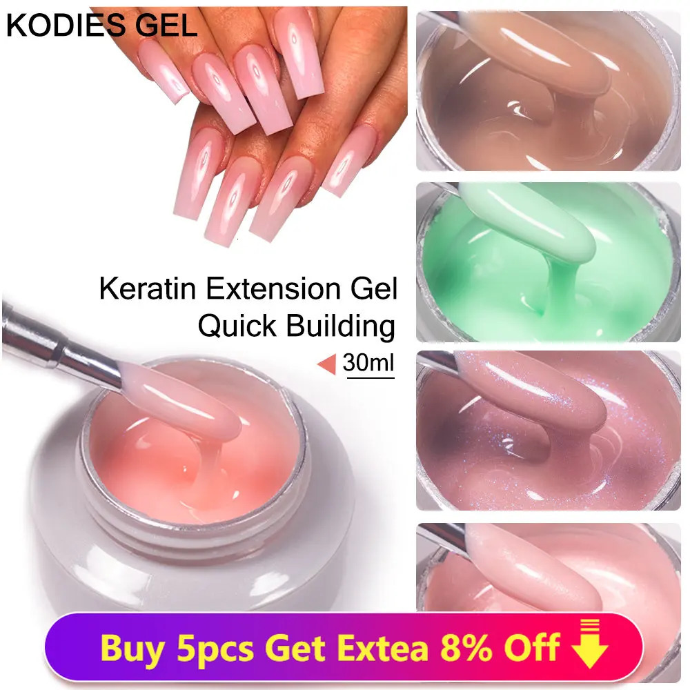 KODIES GEL Builder Nail Gel for Extension 30ML Semi Permanent UV/LED Poly Hard Gel Keratin Protein Varnish for Nail Art Manicure 240321