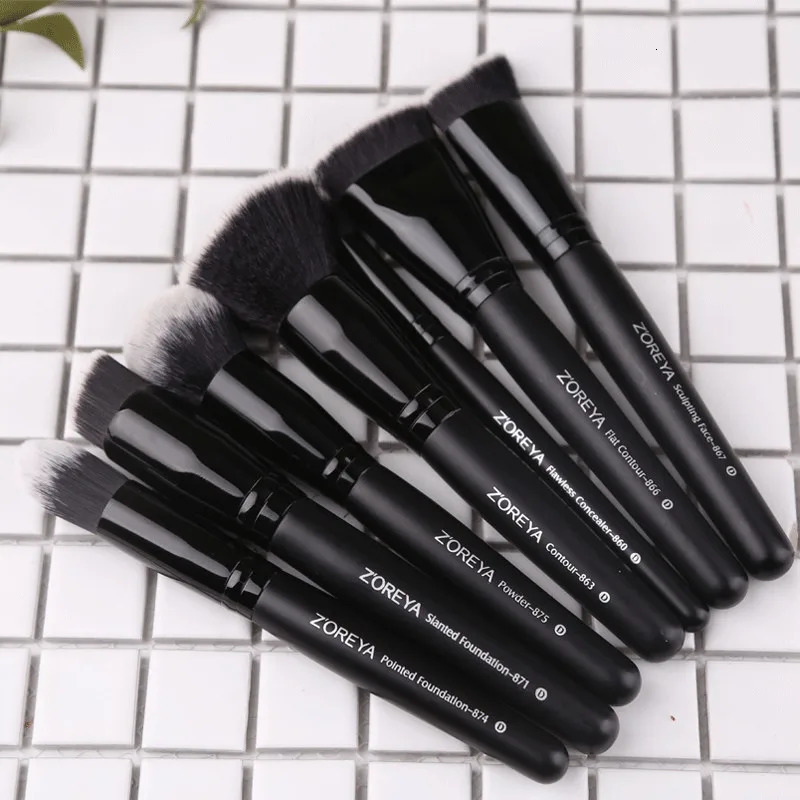 ZOREYA Black Makeup Brushes Set Eye Face Cosmetic Foundation Powder Blush Eyeshadow Kabuki Blending Make up Brush Beauty Tool 240315
