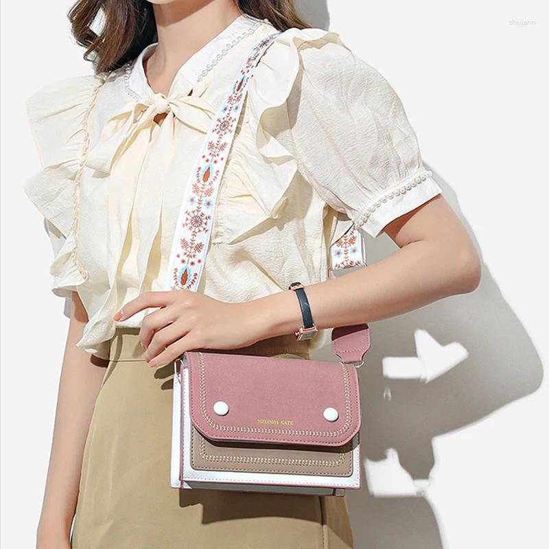 Evening Bags Ladies Messenger Bag Solid Color 2024 Trendy Wide Shoulder Strap Small Square Summer Casual Simple Crossbody