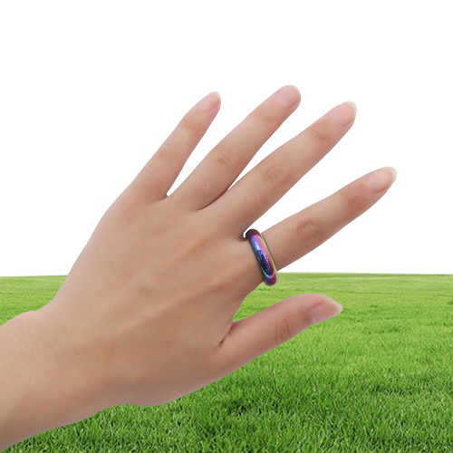 6mm Band Retro Fashion Hematite Colorful Ring Jewelry Width Cambered Surface Rainbow Color Christmas Present Bijoux Femme Wholesal