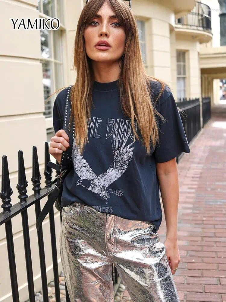 Women's T Shirts Vintage Eagle Print Graphic T-shirt Women O-Neck Summer 2024 Clothing Loose Designer Luxury Casual Tee Shirt Streetwear