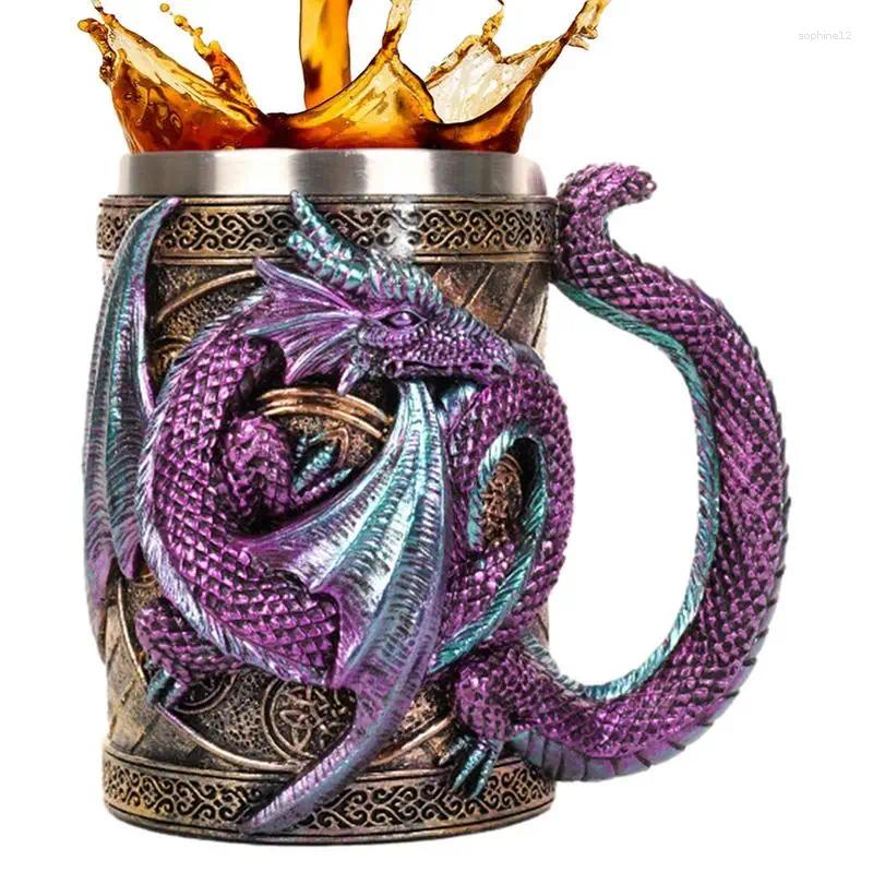 Mugs Dragon Beer Cup 3D Medieval Mug Coffee Novelty Gothic Steins Tankard 568ml Stainless Steel