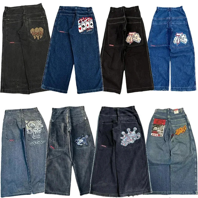 JNCO Y2K Baggy Jeans men Harajuku vintage Goth Embroidered high quality jeans Hip Hop streetwear women Casual wide leg y240311