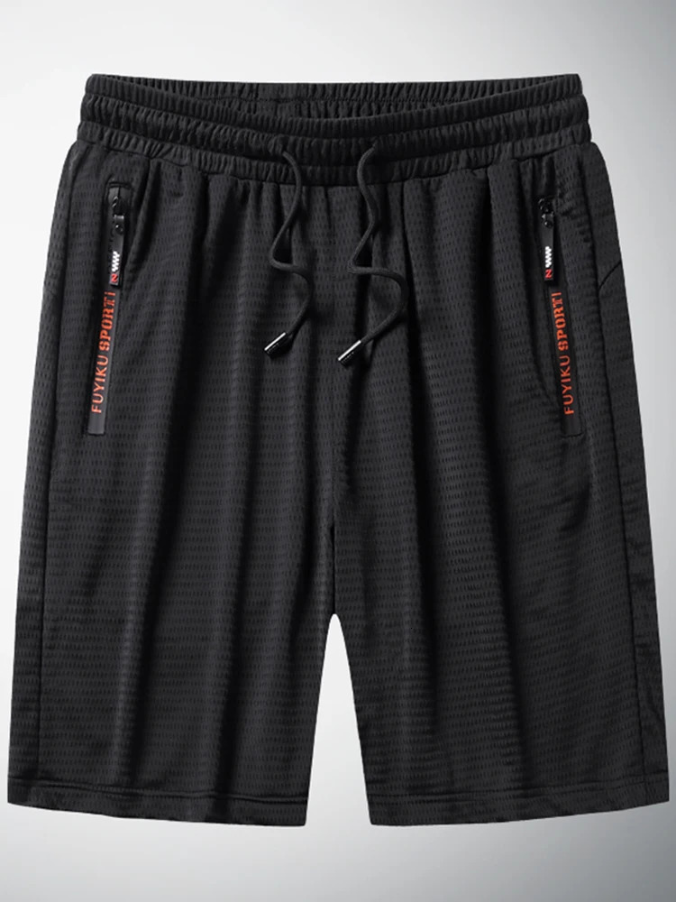 Summer Black Mesh Sweatshorts Men Sportswear Breathable Nylon Straight Short Breeches Plus Size Loose Casual Gym Shorts 8XL 9XL 240319