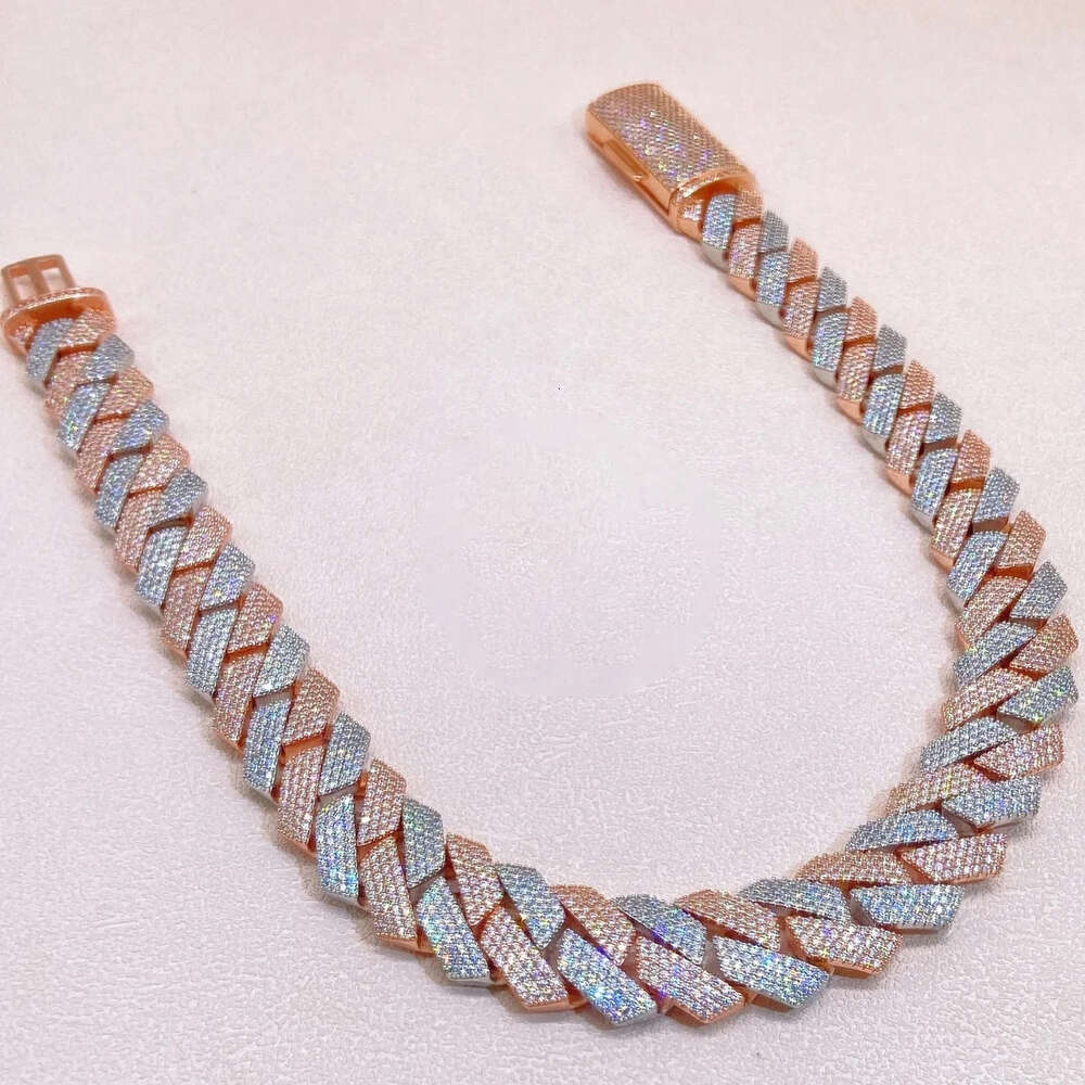 Iced Out Jewelry Chains Bling Necklace 925 Sterling Silver Hip Hop Mens Luxury 20mm 4rows Moissanite Miami Cuban Link Chain