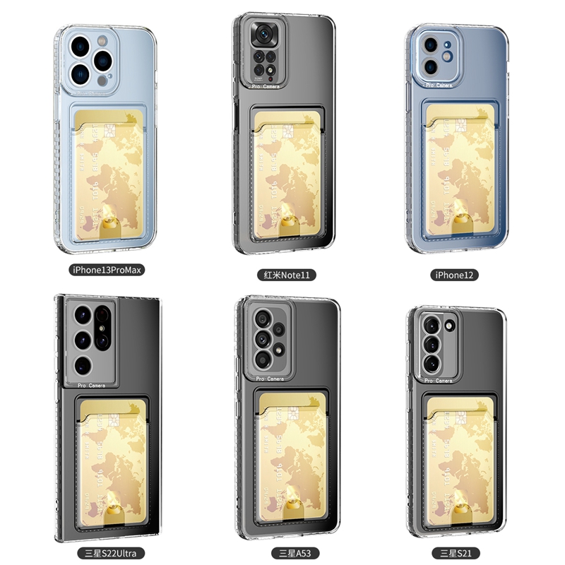17 Clear Card Pocket Soft TPU Shockproof Cases For Iphone 17 Air 16E 16 15 14 Plus 13 Pro Max 12 11 X XR XS ID Card Slot Bag Fine Hole Airbag Anti-sli