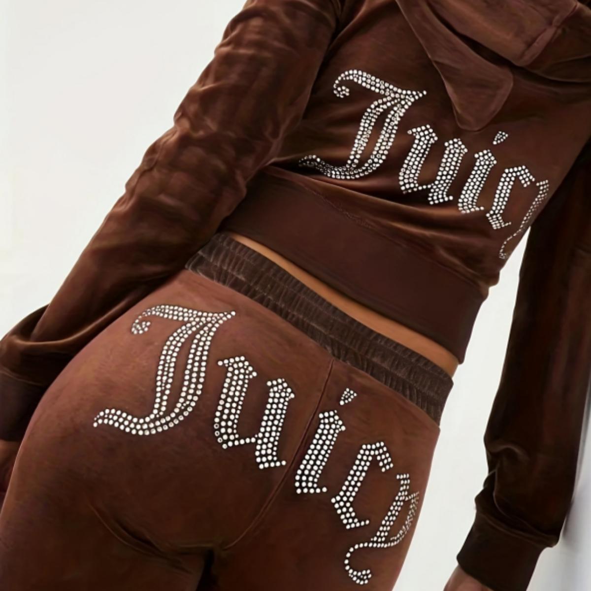 Juicy Tracksuit Fashion Set Women Juicy Designer Clothes Tracksuit Women Sporting Red Suits Slim Casual Velvet Women Set Track Suit Couture Sweatsuits ki