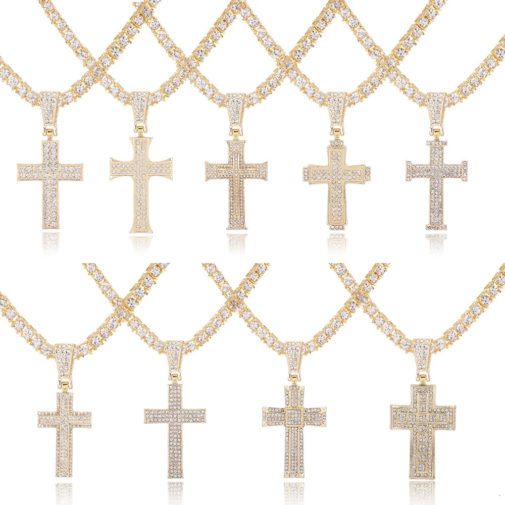 Fashion Cross Pendant Necklace Women Men Zinc Alloy Link Chain Charm Necklace Cool Boys Girls Punk Hip Hop Jewelry Gift 240315