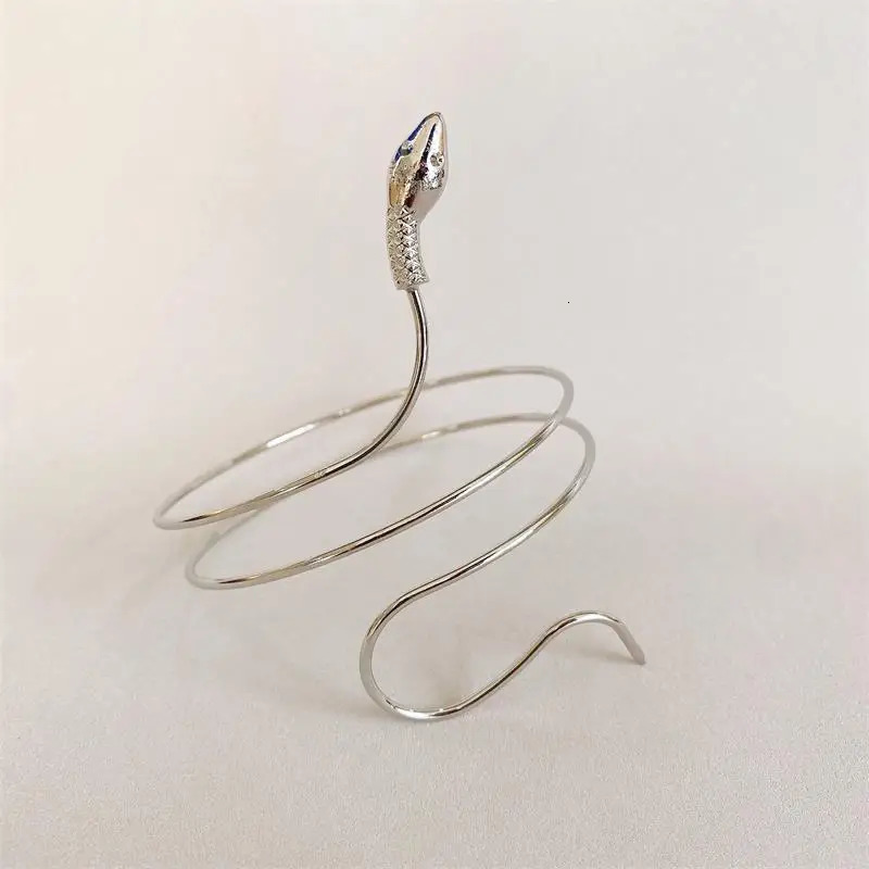 Punk Coiled Snake Spiral Upper Arm Cuff Armlet Armband Bangle Women Jewelry Egypt Swirl Snake Arm Cuff Armlet Bracelet 240321