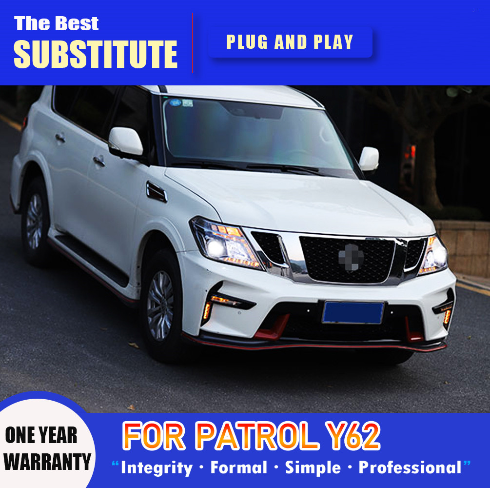 Car Headlights For Nissan Patrol Y62 2013-20 16 LED DRL Front Dynamic Turn Signal Lamp LED Lens Auto Assembly