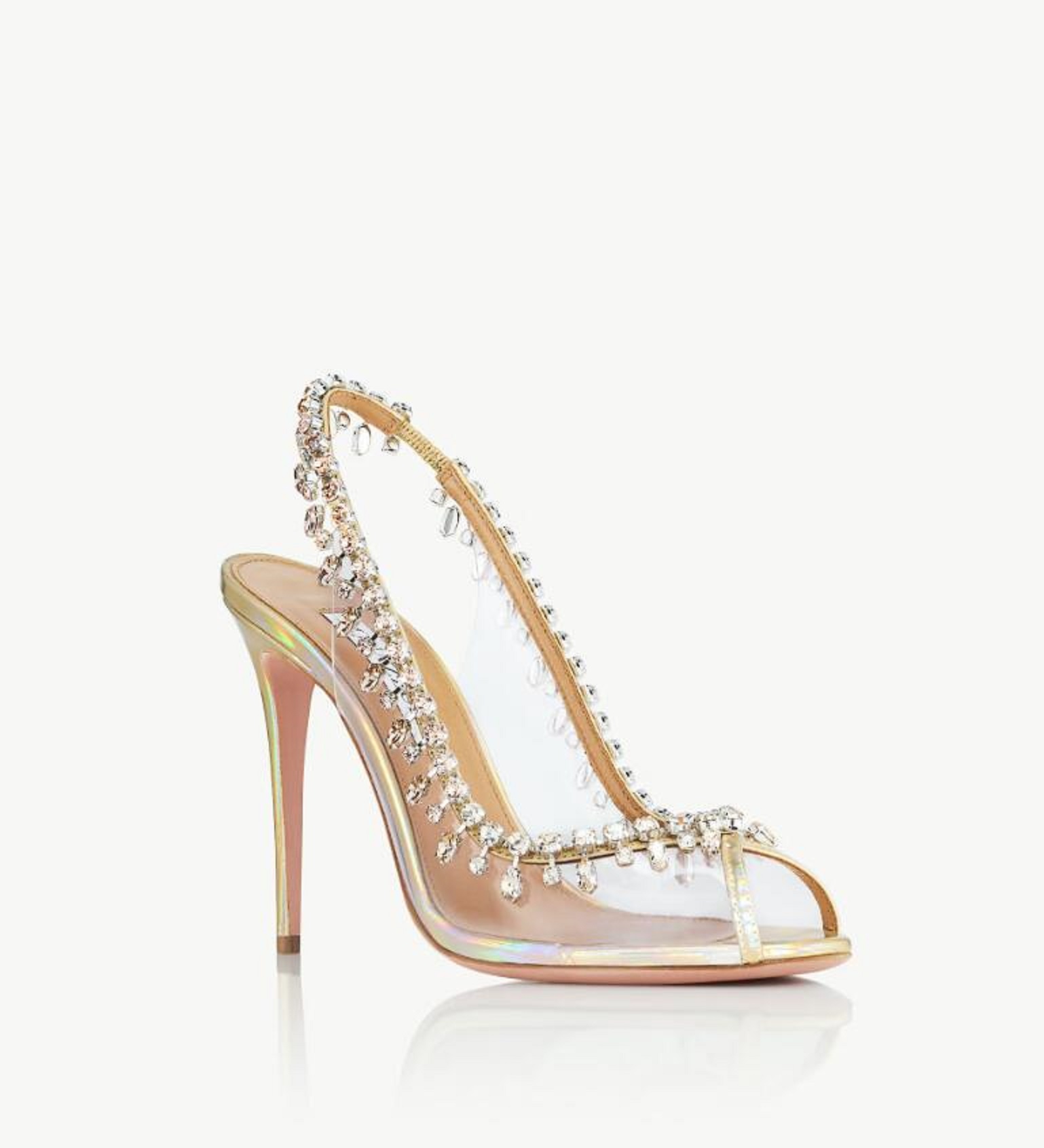 Luxury Brand Aquazzurs Temptation Sandals Shoes Crystal Crystal-embellished Satin & PVC High Heels PVC Slingback Lady Elegant Pumps EU35-43 box