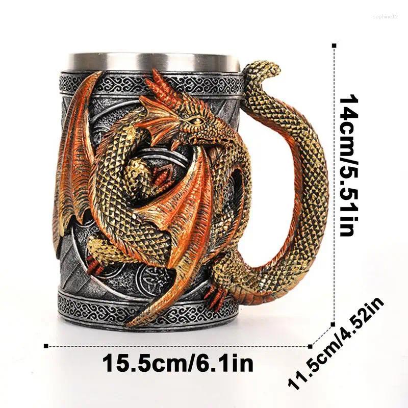Mugs Dragon Beer Cup 3D Medieval Mug Coffee Novelty Gothic Steins Tankard 568ml Stainless Steel