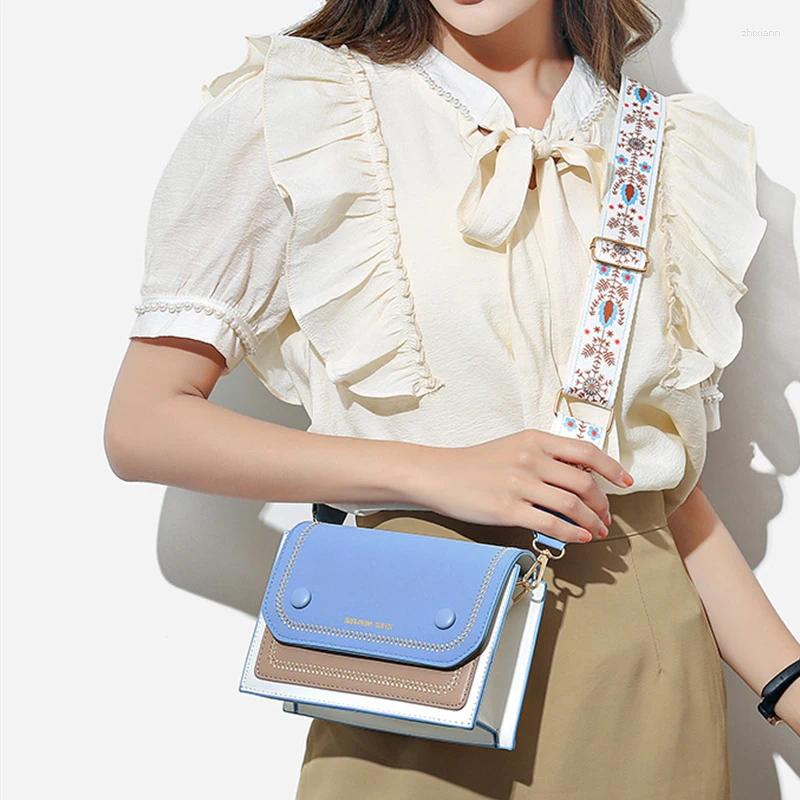 Evening Bags Ladies Messenger Bag Solid Color 2024 Trendy Wide Shoulder Strap Small Square Summer Casual Simple Crossbody