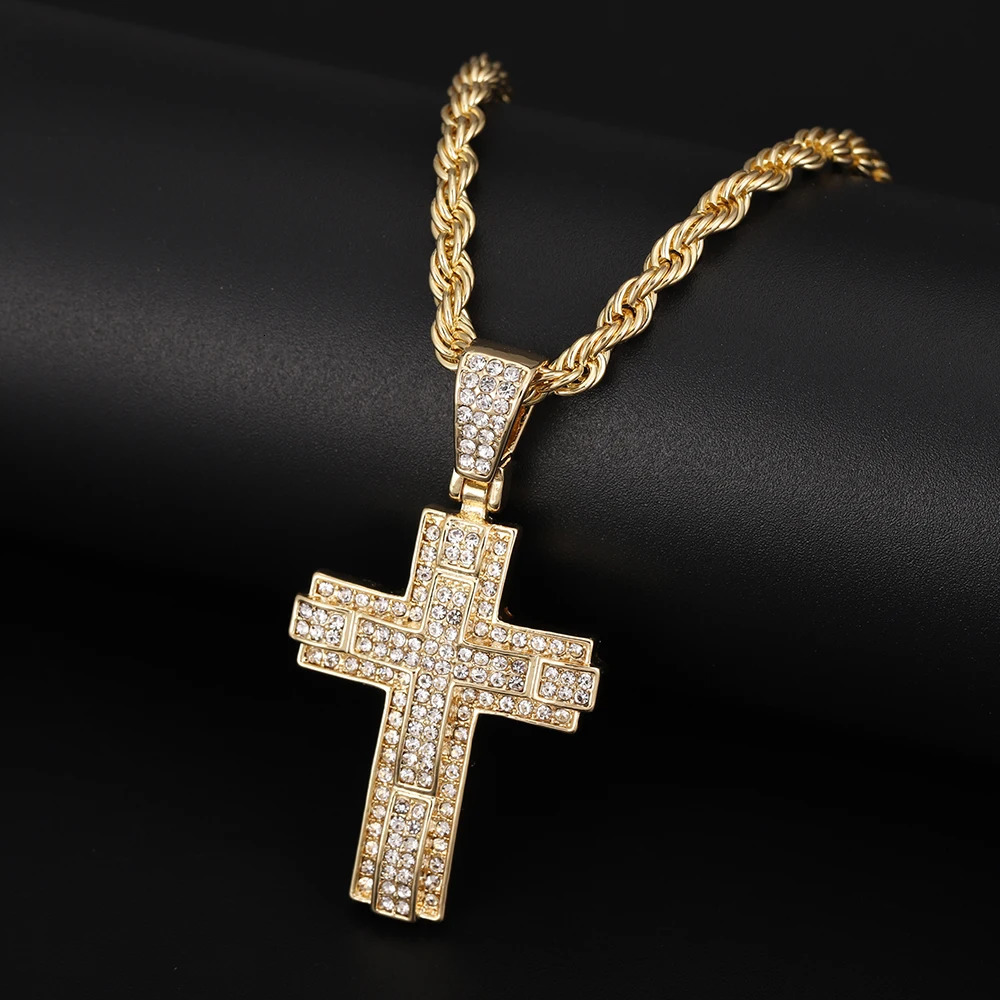 Fashion Cross Pendant Necklace Women Men Zinc Alloy Link Chain Charm Necklace Cool Boys Girls Punk Hip Hop Jewelry Gift 240315