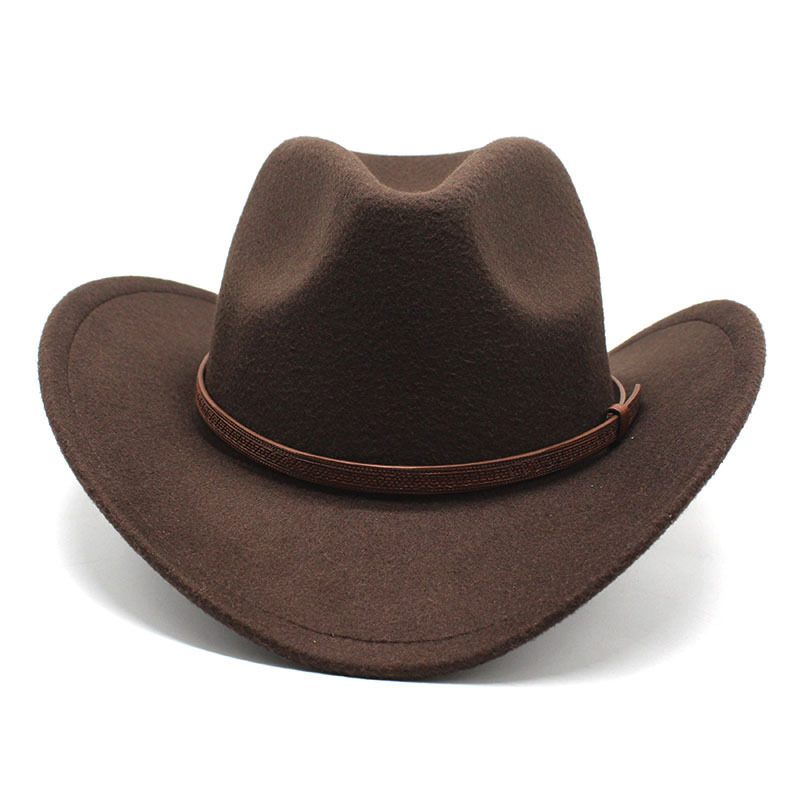 Berets Wool Women's Men's Western Cowboy Hat For Gentleman Lady Jazz Cowgirl With Leather Cloche Church Sombrero Caps 230926