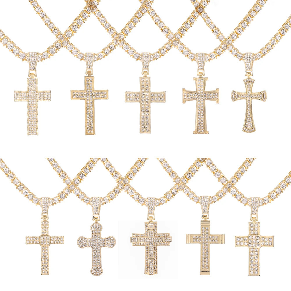 Fashion Cross Pendant Necklace Women Men Zinc Alloy Link Chain Charm Necklace Cool Boys Girls Punk Hip Hop Jewelry Gift 240315