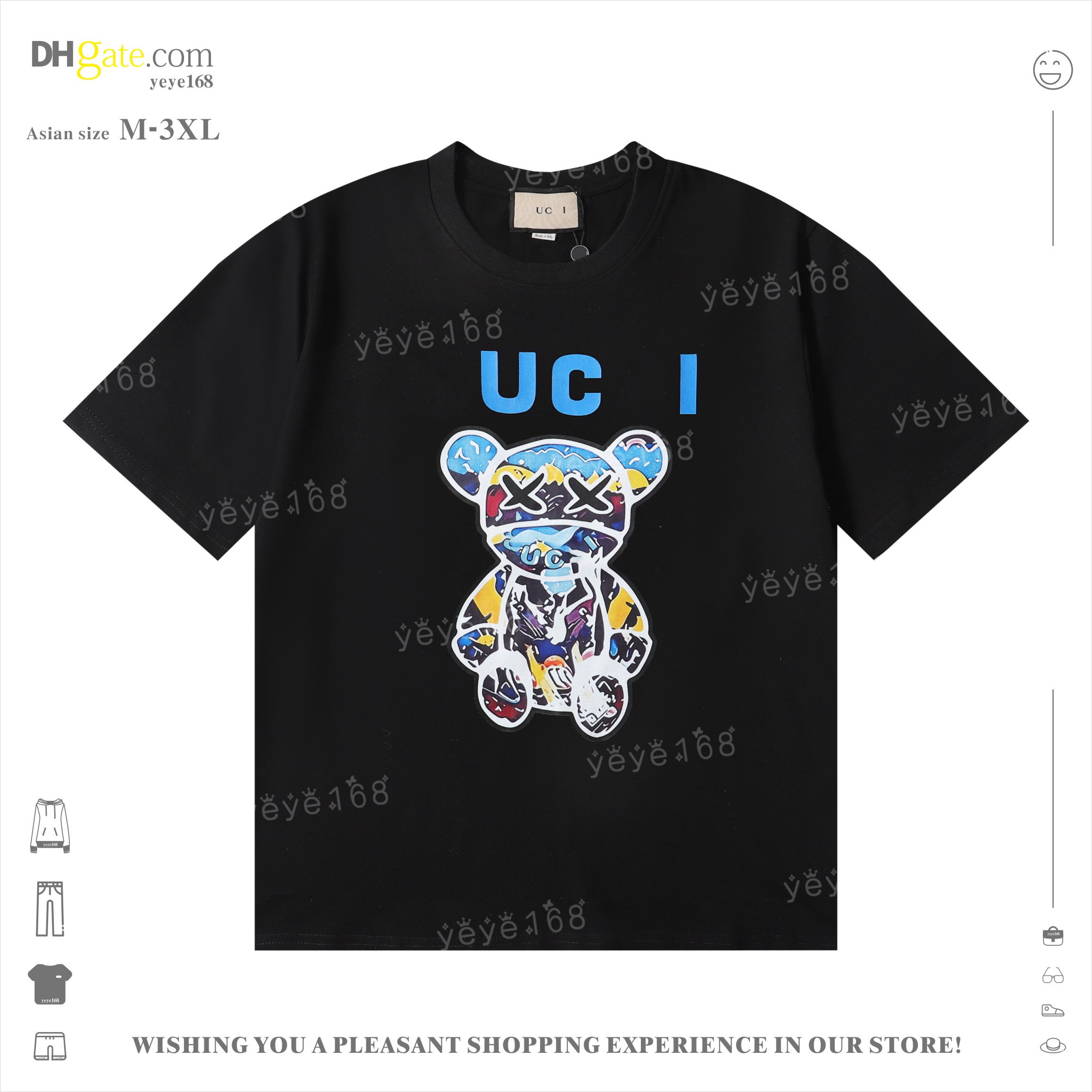 designer t shirt mens t shirt Casual Loose Bear Pattern Fashion tshirt Casual Couple tshirt Street Hip Hop tshirt yyg