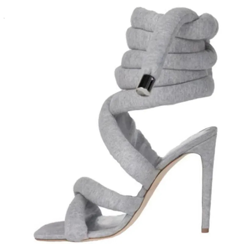 Summer Square Head Slim High Heel Sandals Wrapped Around The Feet Fashion Show Dress 43 Large Womens Sandals 240307