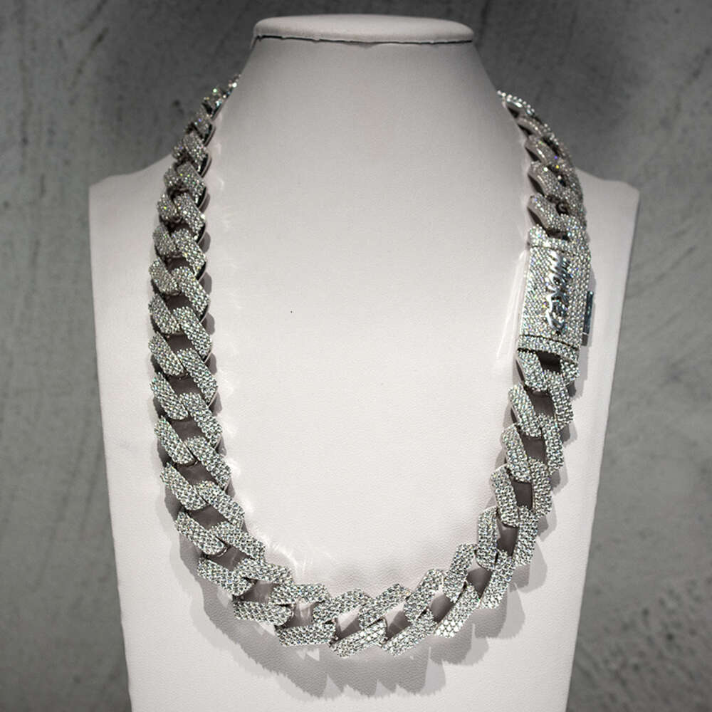 Hip Hop Rapper Cuban Link 8mm 10mm Double Row Moissanite Iced Out Cuban Link Chain Necklace