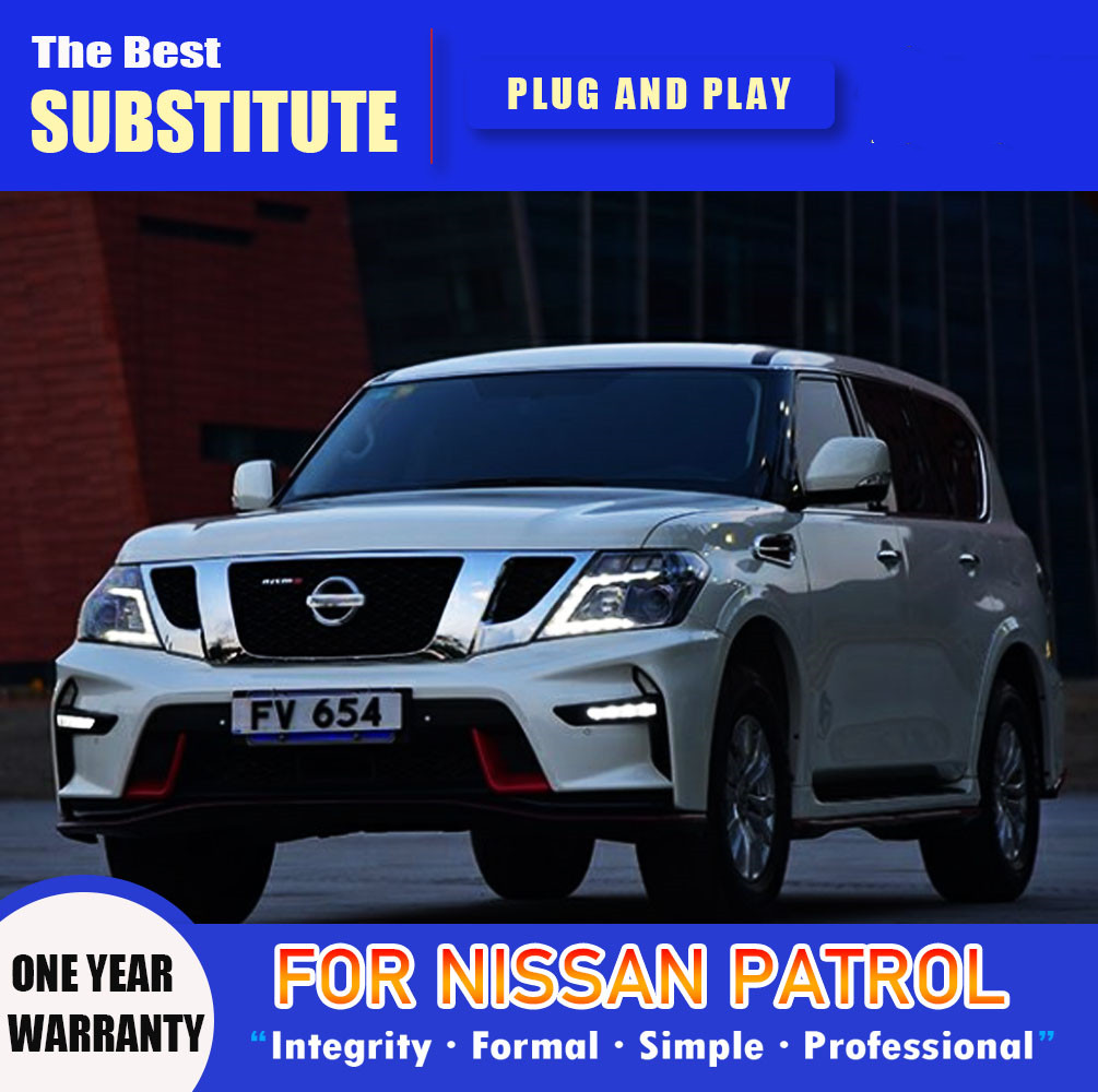 Car Headlights For Nissan Patrol Y62 2013-20 16 LED DRL Front Dynamic Turn Signal Lamp LED Lens Auto Assembly