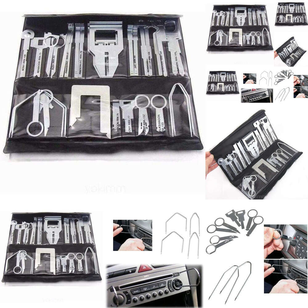 Universal 38pcs Car Audio Stereo Fix IT CD Player Radio Removal Repair Kits with Sturdy Pouch Auto Door Panels Interior Disassembly Tool