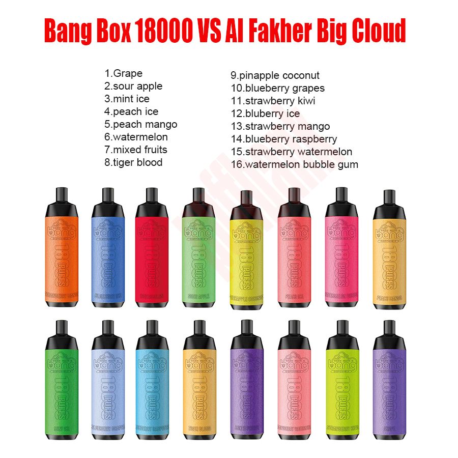 Original Bang 18000 puffs leather crown bar Disposable Vape Electronic Cigarette Rechargeable Airflow Adjustable al fakher puff 18k vaper bang 18k 16000 16k