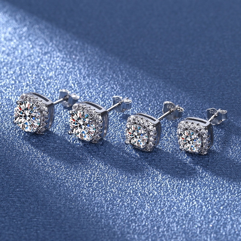 Luxury Square Cubic Zirconia Stud Earrings for Men Women Austrian Crystal Studs Earring with S925 Sterling Silver Needle Diamond Ear Jewelry Wedding J