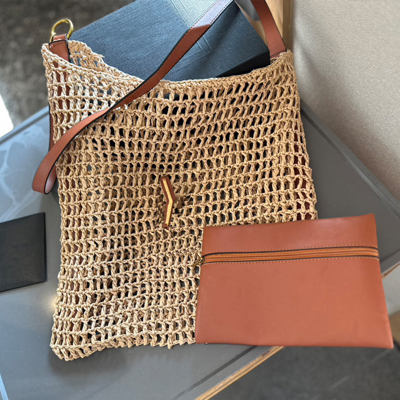 Designers Womens Shopping Large Capacity Crochet Tote Designer Women Shoulder Bags Handbag Grass Woven Hollow Bag Gold Hardware Letter Accessories Fre