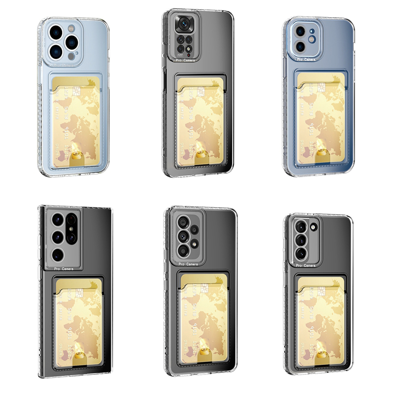 S25 FE Card Pocket Soft TPU Cases For Samsung S25 Edge S24 FE A17 A36 A56 A25 A06 A16 S23 Ultra Plus A55 A35 A25 A15 A05 Clear ID Card Slot Airbag Ant