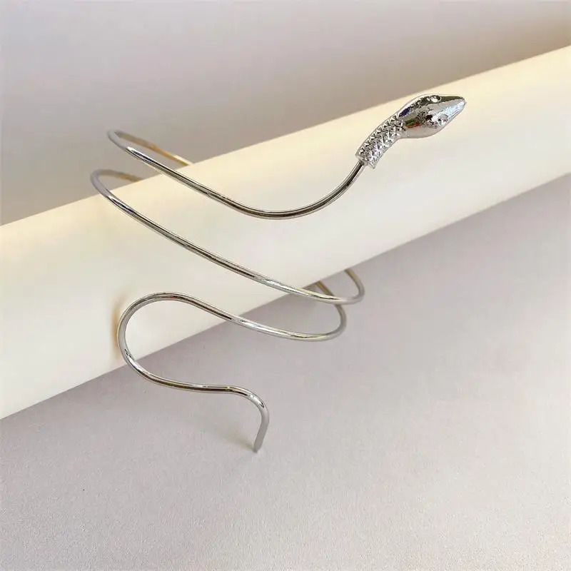 Punk Coiled Snake Spiral Upper Arm Cuff Armlet Armband Bangle Women Jewelry Egypt Swirl Snake Arm Cuff Armlet Bracelet 240321