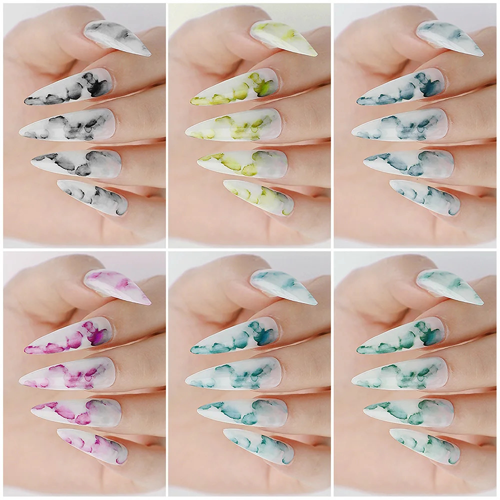 SUPWEE 14Pcs Gel Nali Polish Set Blooming Gel Watercolor Ink Flower Effect Gel Quick Dry Semi Permanent Gel Nails Varnish Art 240321