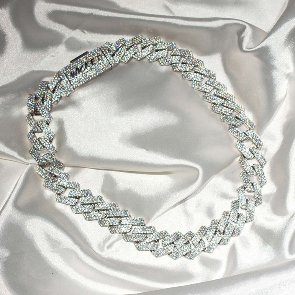 Hip Hop Rapper Cuban Link 8mm 10mm Double Row Moissanite Iced Out Cuban Link Chain Necklace