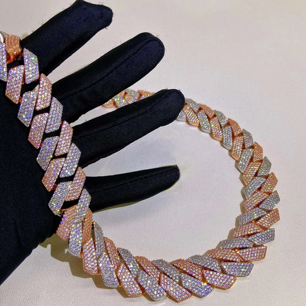 Iced Out Jewelry Chains Bling Necklace 925 Sterling Silver Hip Hop Mens Luxury 20mm 4rows Moissanite Miami Cuban Link Chain