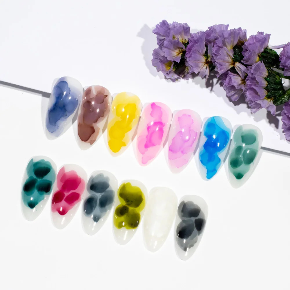 SUPWEE 14Pcs Gel Nali Polish Set Blooming Gel Watercolor Ink Flower Effect Gel Quick Dry Semi Permanent Gel Nails Varnish Art 240321