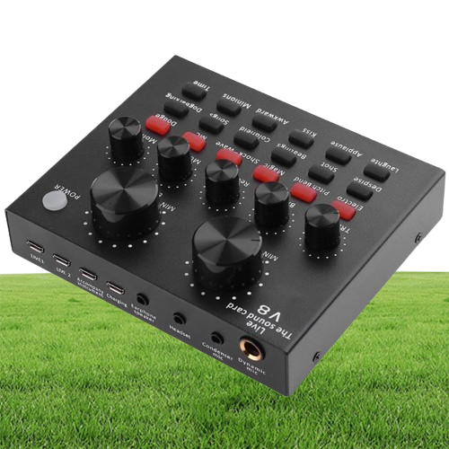 V8 Live Sound Card o External USB Headset Microphone K song Live Broadcast Sound Card for Mobile Phone Computer PC BM 800