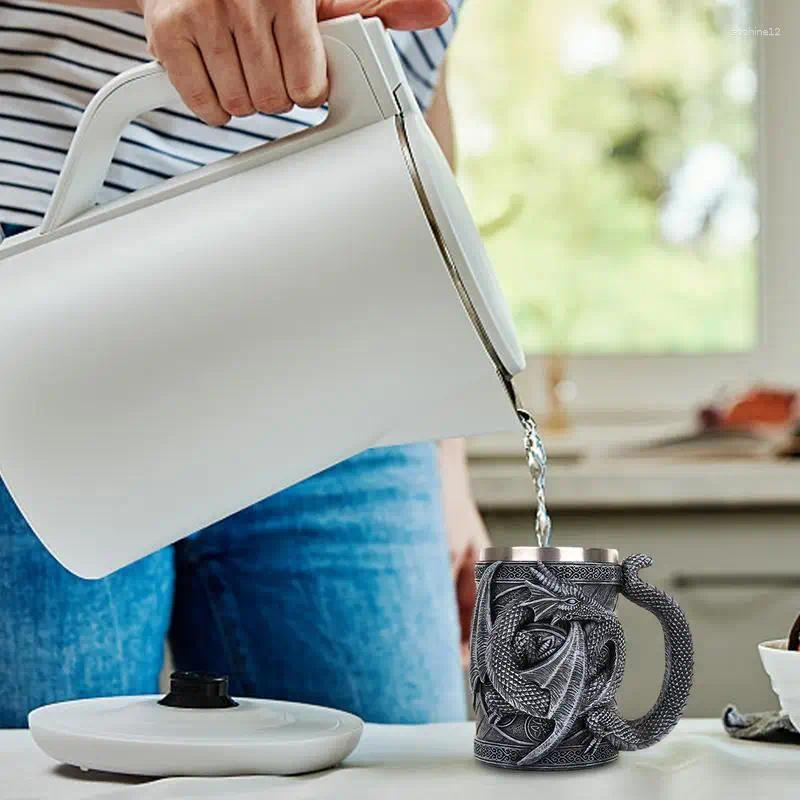 Mugs Dragon Beer Cup 3D Medieval Mug Coffee Novelty Gothic Steins Tankard 568ml Stainless Steel