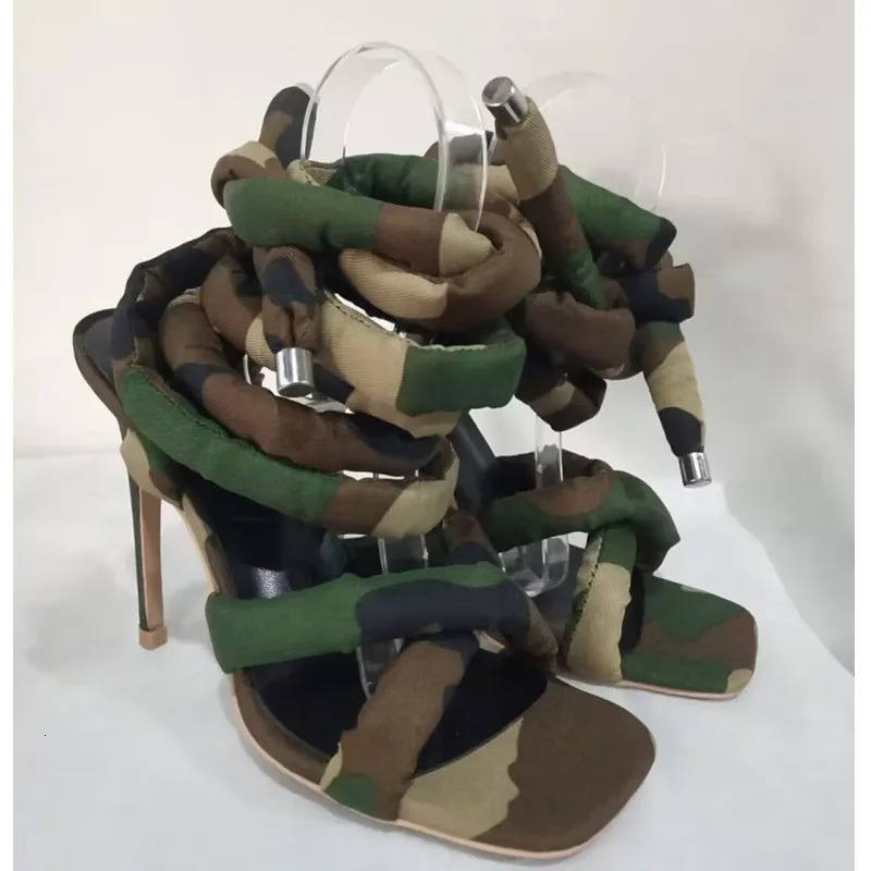 Summer Square Head Slim High Heel Sandals Wrapped Around The Feet Fashion Show Dress 43 Large Womens Sandals 240307