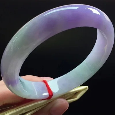 Natural Burmese jade and purple two-tone 54-62mm bracelet elegant princess jewelry gift 240323